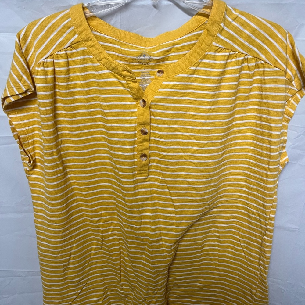 St. John's Bay Yellow and White Striped Shirt